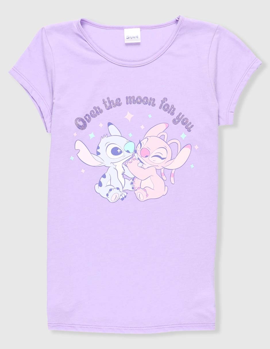 Playera Stitch y Ángel manga corta para niña 1
