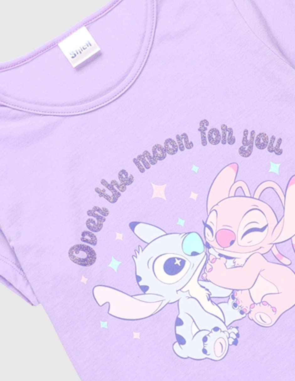 Playera Stitch y Ángel manga corta para niña 4