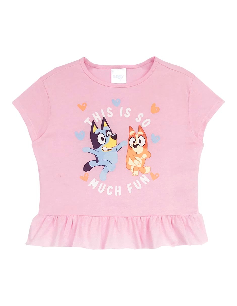 Playera Bluey manga corta para niña Playera Bluey manga corta para niña