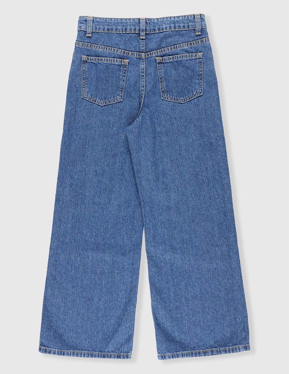 Jeans amplio lavado medio para niña 2
