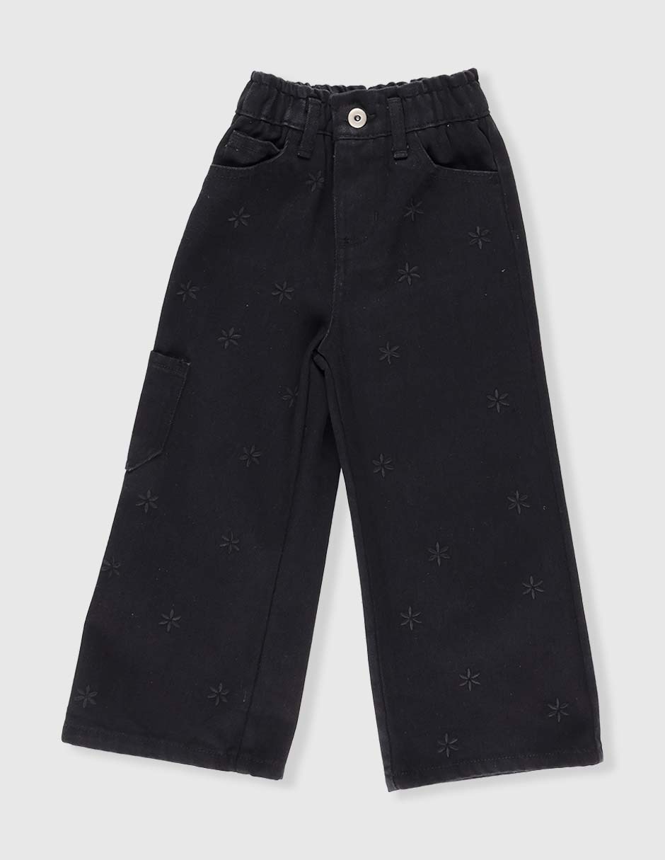 Jeans amplio lavado obscuro para niña Jeans amplio lavado obscuro para niña