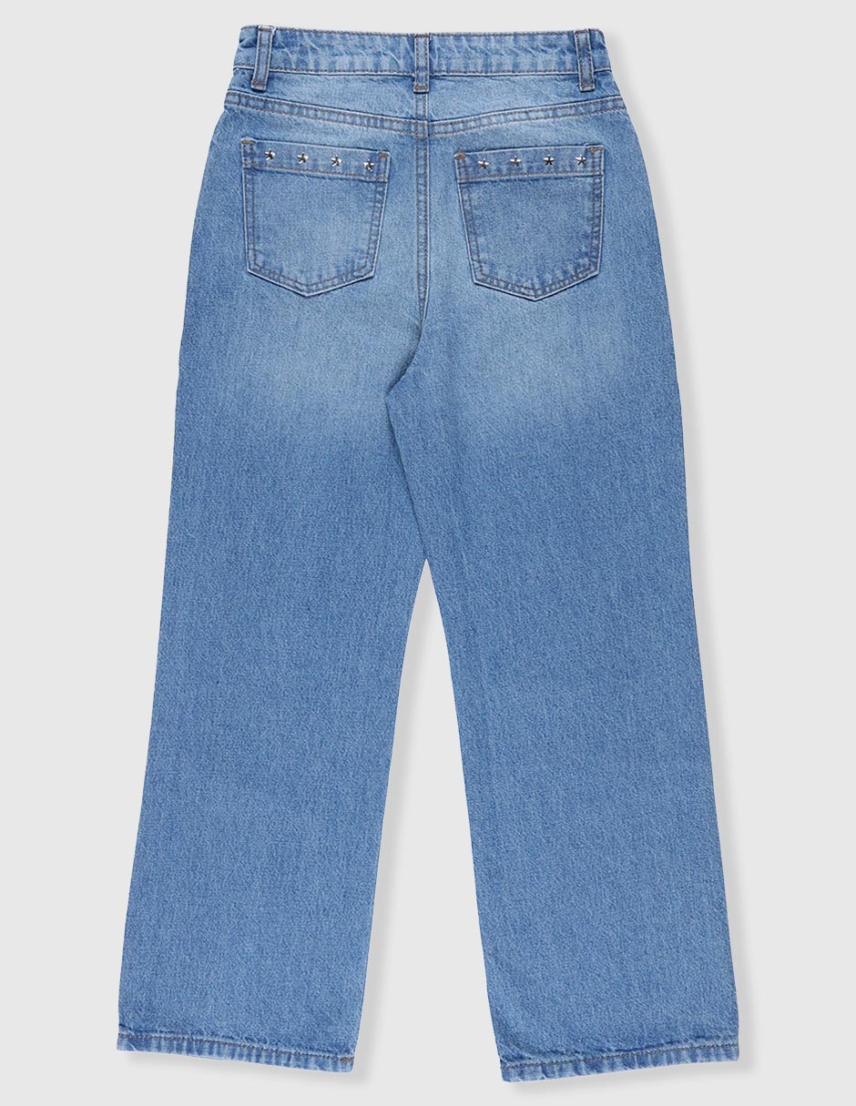 Jeans amplio lavado destruido para niña 2