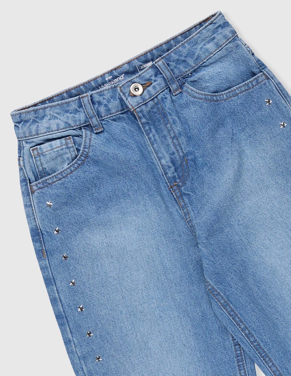 Jeans amplio lavado destruido para niña 3