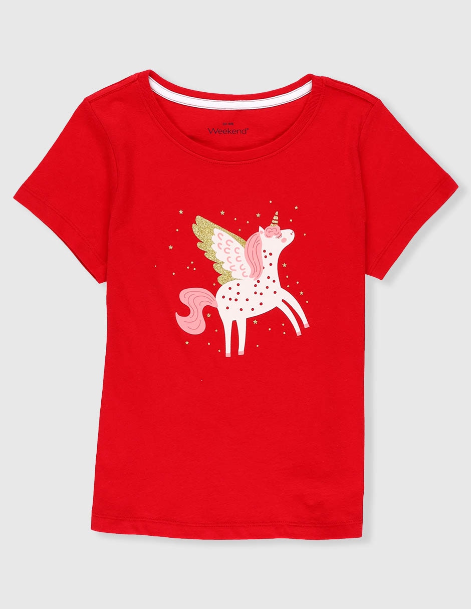Playera unicornio manga corta para niña Playera unicornio manga corta para niña
