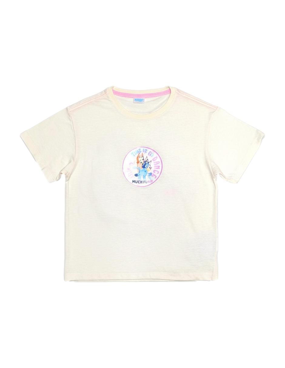Playera Panderia Bluey y Bingo manga corta para niña Playera Panderia Bluey y Bingo manga corta para niña