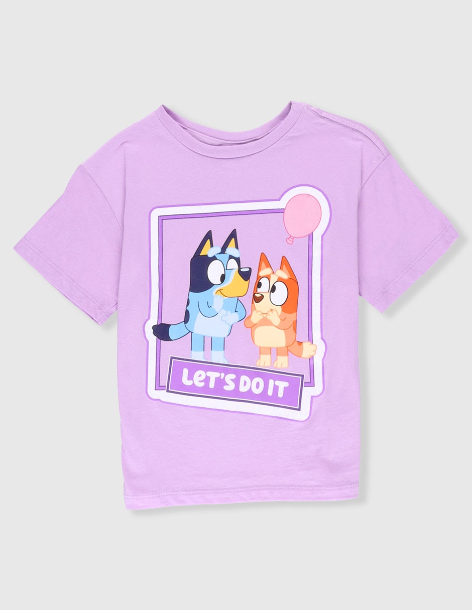 Playera bluey y bingo manga corta para niña Playera bluey y bingo manga corta para niña