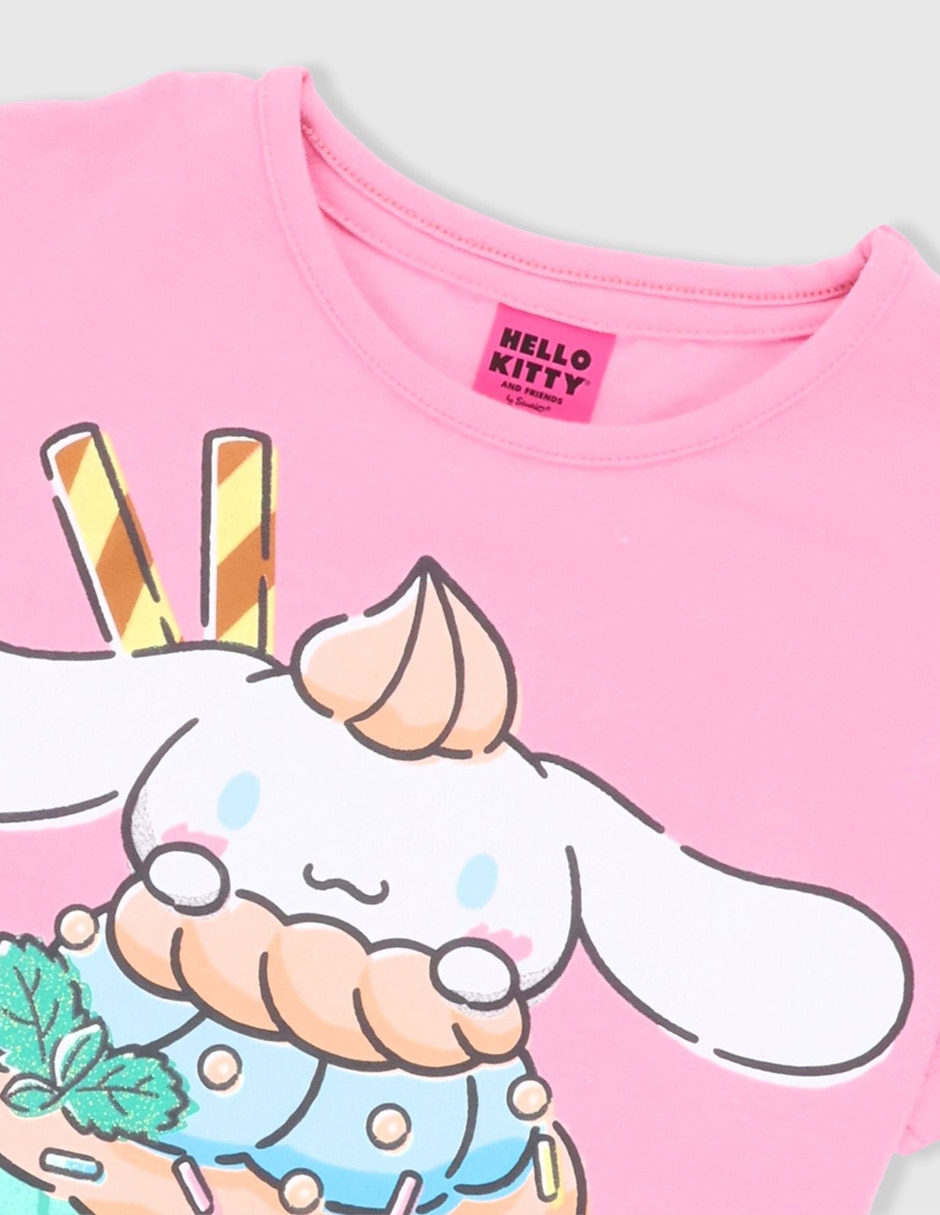 Playera Hello Kitty y Cinnamoroll manga corta para niña 3