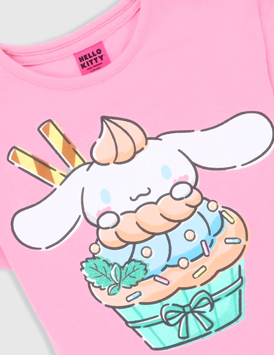 Playera Hello Kitty y Cinnamoroll manga corta para niña 4