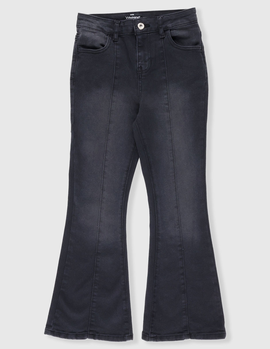 Jeans flare deslavado para niña