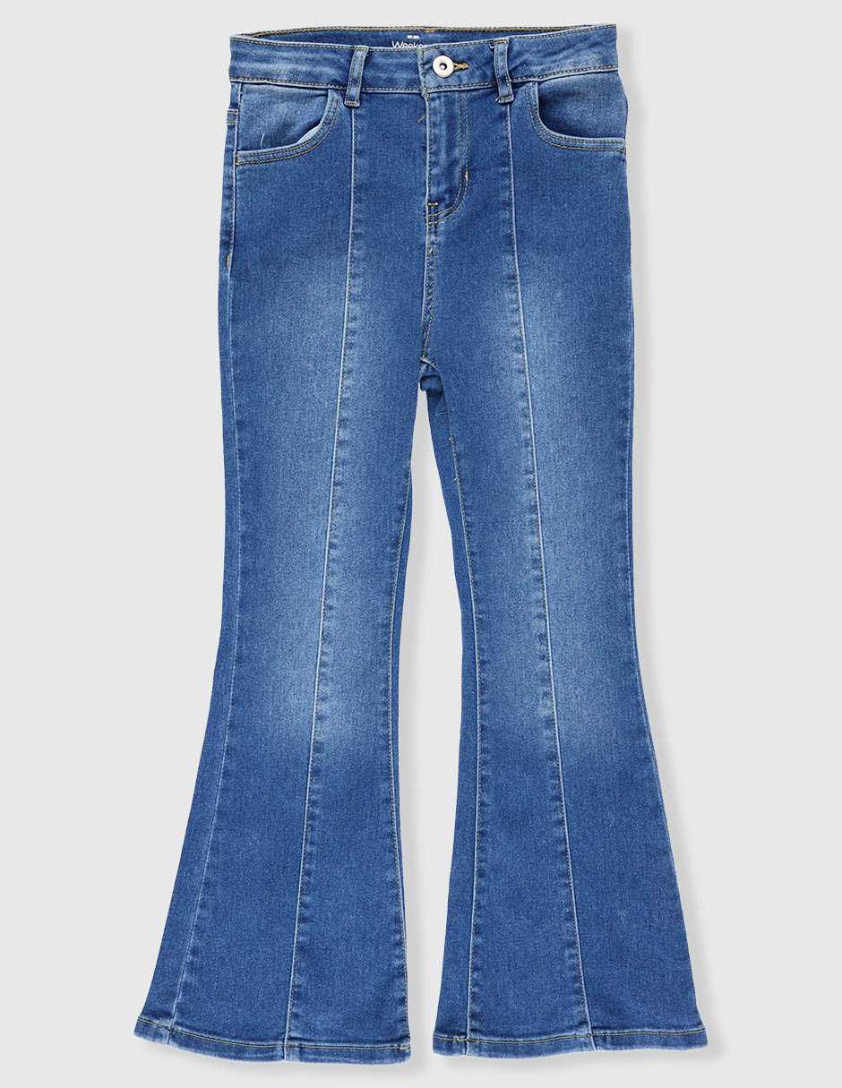 Jeans flare deslavado para niña