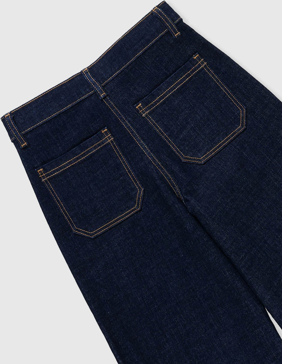 Jeans wide leg lavado medio para niña 4