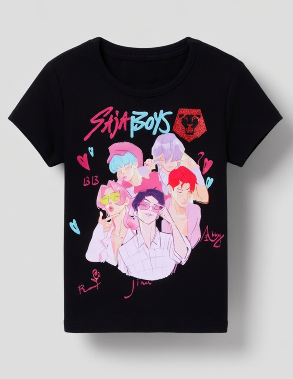 Playera Saja Boys Las Guerreras K-Pop manga corta para niña