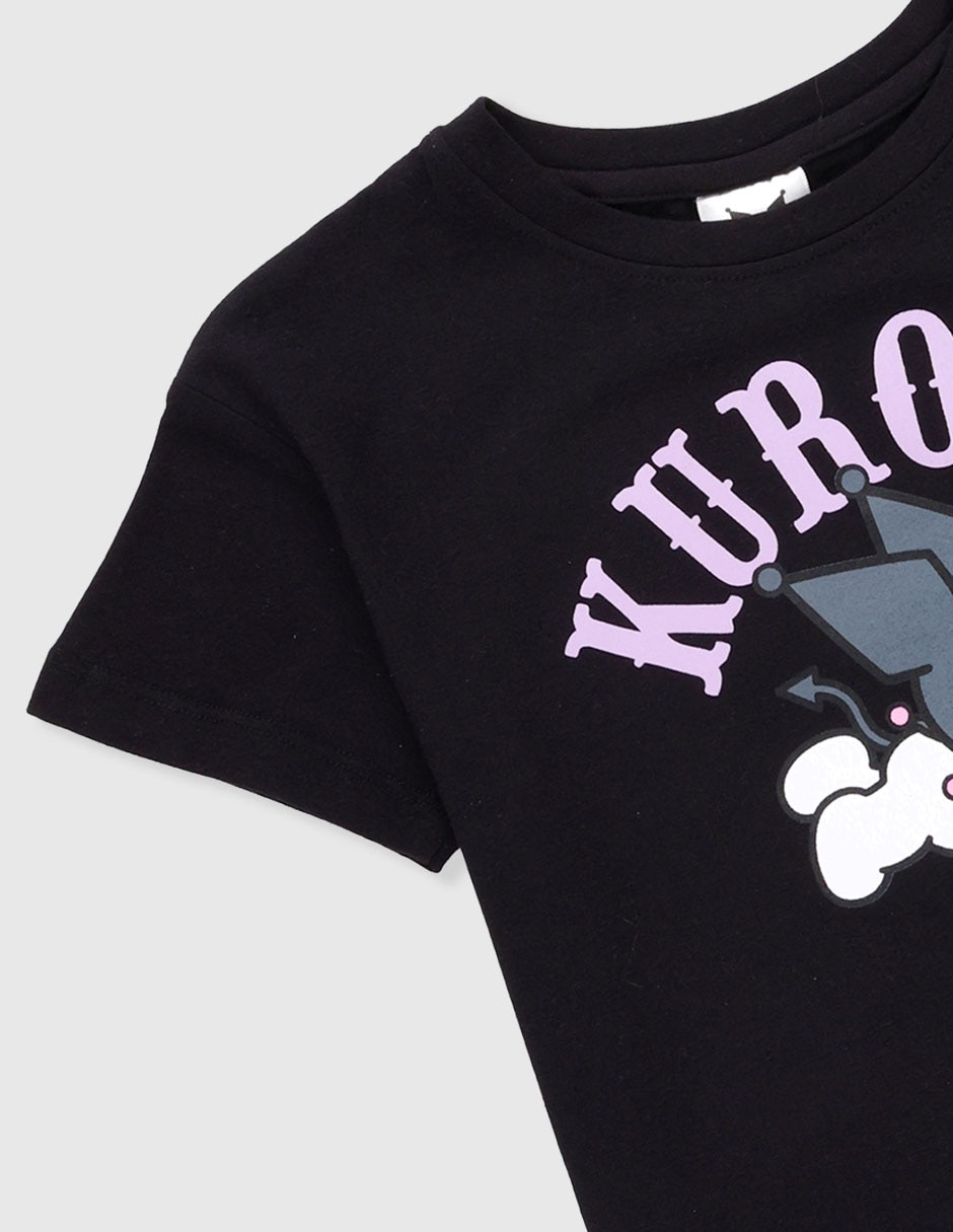 Playera Kuromi Hello Kitty manga corta para niña 3