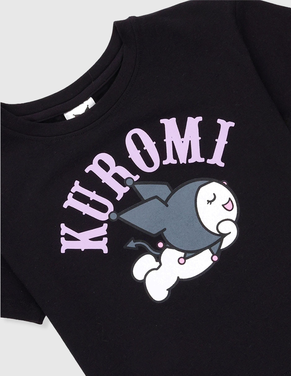 Playera Kuromi Hello Kitty manga corta para niña 4